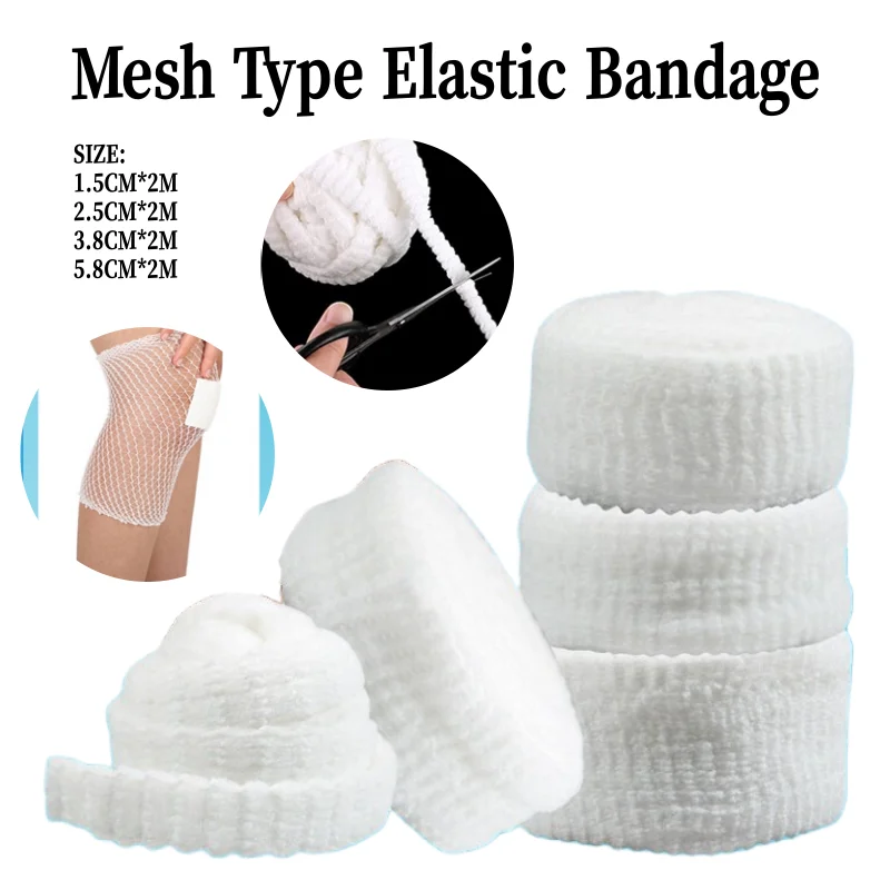 2M/Roll Elastic Net Wound Dressing Bandage Stretchable Medical Nursing Emergency Aid Gauze for Head Elbow Ankle Knee