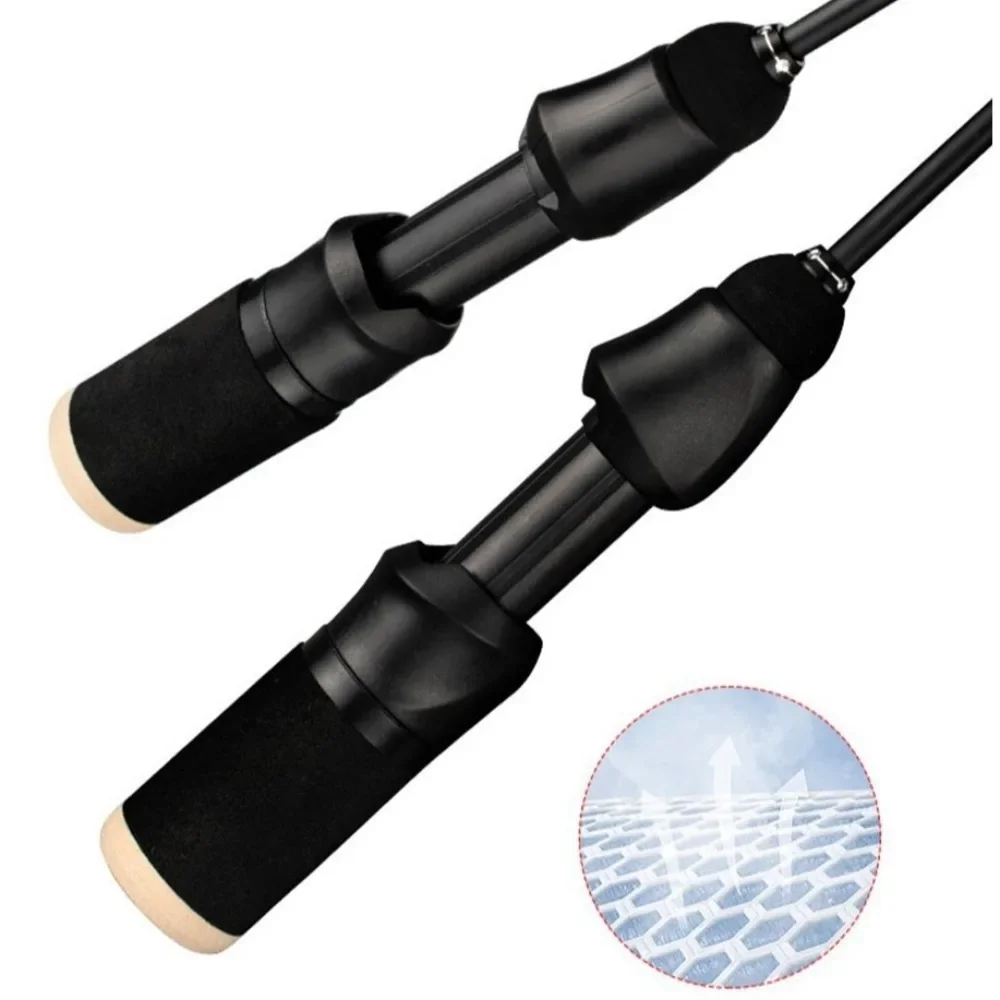 Cañas de pescar en hielo retráctiles, pluma de pesca en hielo giratoria de invierno, juego de cañas de pescar en hielo de carbono de 50cm, pesca en hielo en invierno