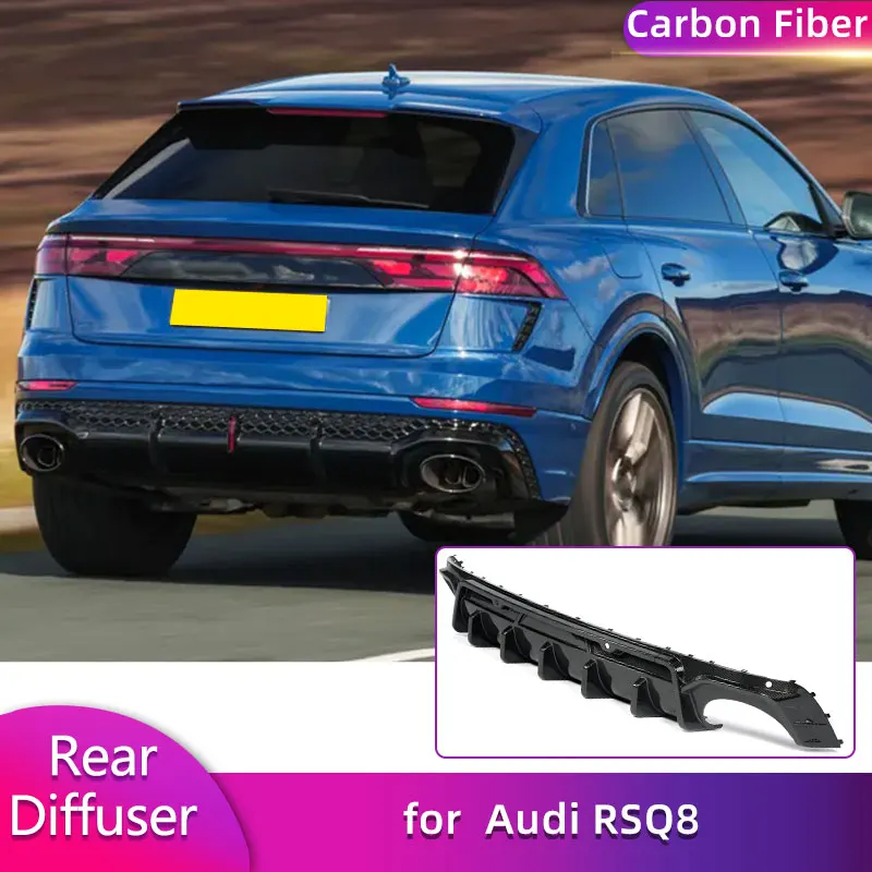 Carbon Fiber Rear Bumper Diffuser Lip Spoiler for Audi RSQ8 RS Q8 2025 2026 Car Racing Rear Diffuser Apron Lip Guard Body Kits