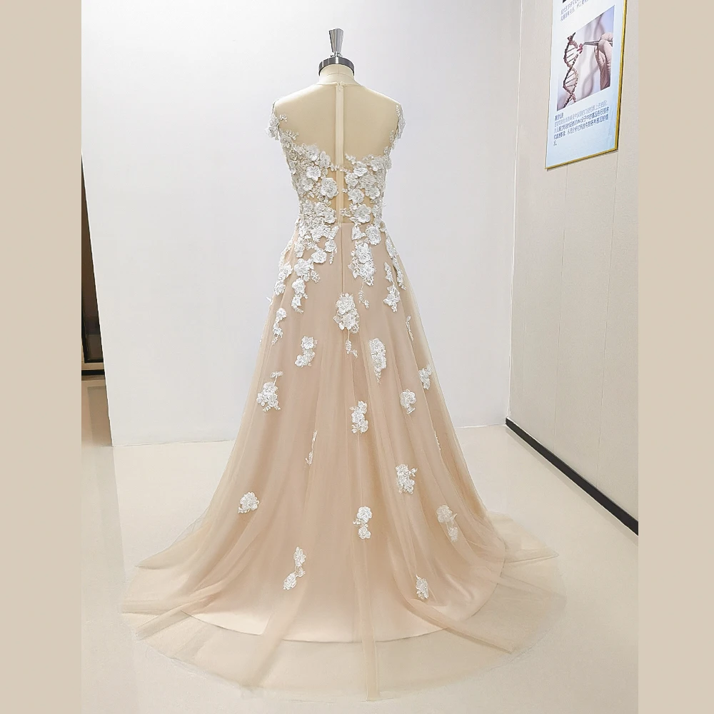 Simple and Elegant Applique Sleeveless A-line Evening Dress Fashion Floor Length Party Prom Ball Gowns