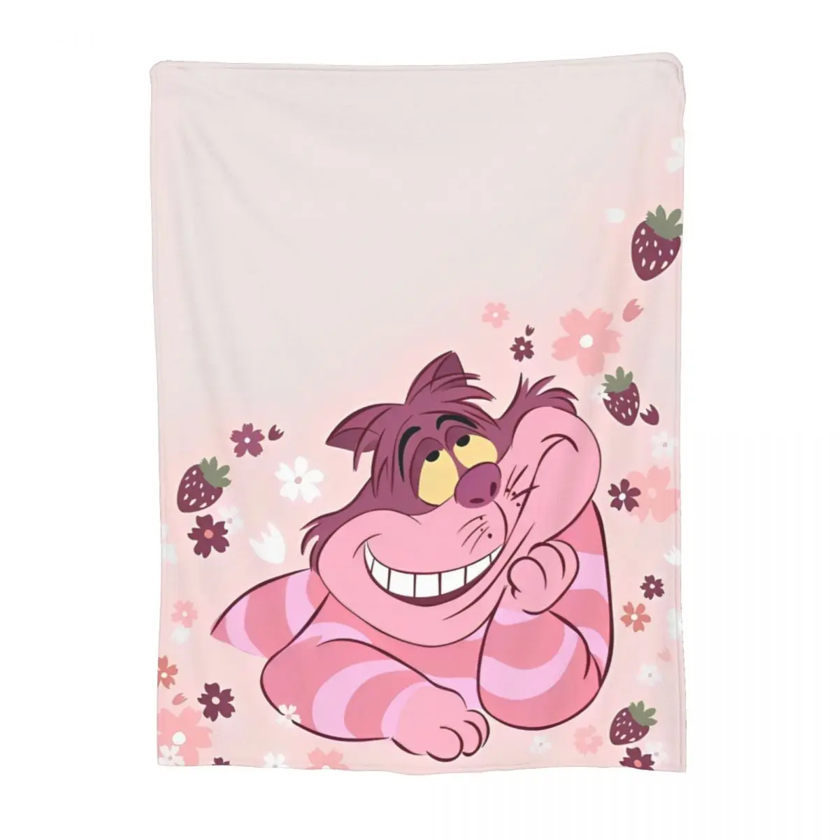 Cartoon Alice In Wonderland Cheshire Cat Flannel Throw Blanket Blanket for Sofa Outdoor Ultra-Soft Bedding Throws