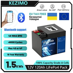 Batería LiFePO4 12V 1536Wh 24V 120Ah 3072Wh batería de litio 6000 + ciclos Bluetooth BMS para sistema de energía de almacenamiento UE UA sin impuestos