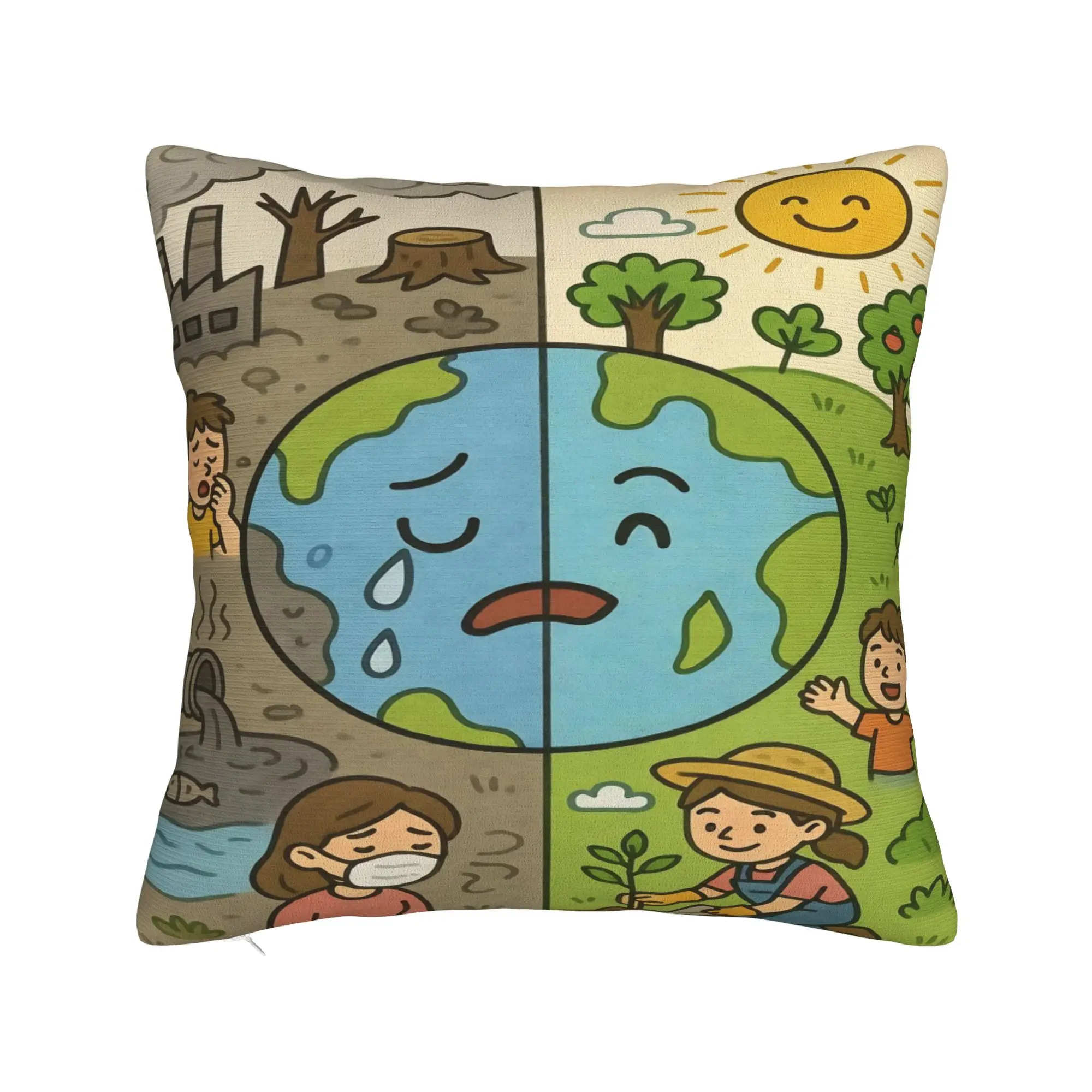 World Earth Day Save Planet Square Pillow Cases  Cushion Cover Awesome Zipper Decor Pillowcase for Living Room 40x40cm