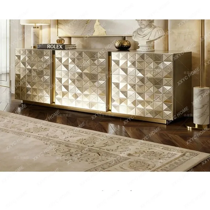 XX Solid wood carved dining side cabinet, high-end living room gold locker, household entrance cabinet