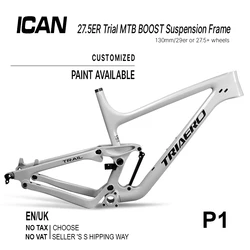 ICAN Hand Painted Carbon Fiber Frame P1 27.5er Trail MTB 29 Bicycle Frameset With 130 Travel 200X51mm Rear Shock Full Suspension
