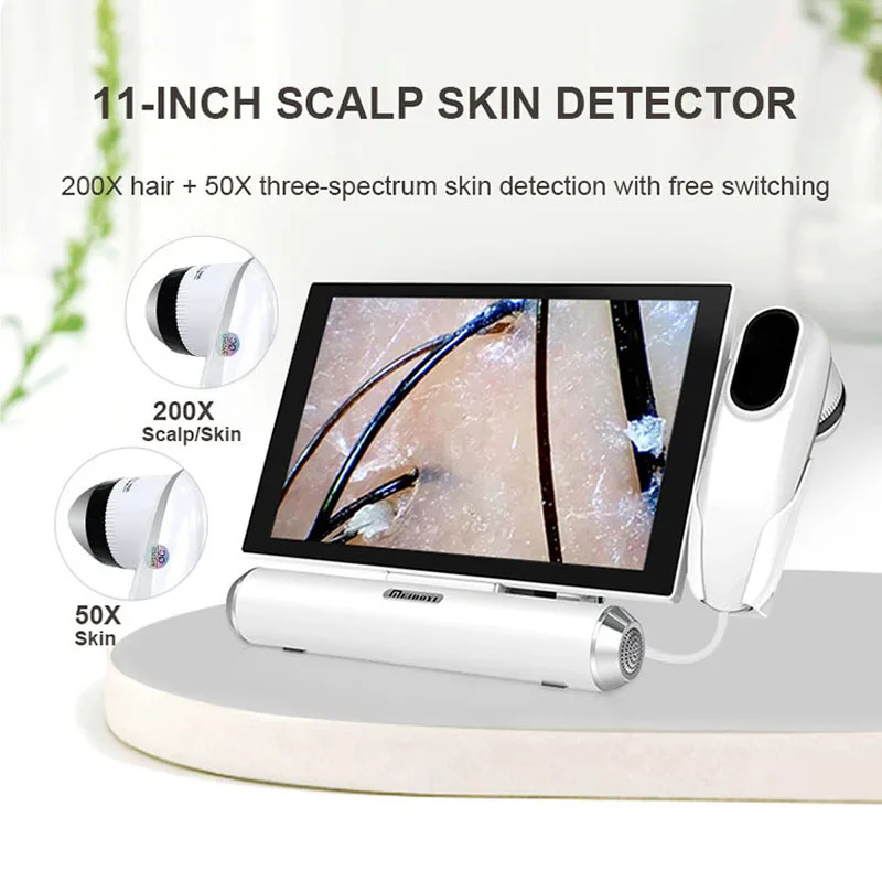 11 Inch HD Scalp Detector Microscope for Hair Follicle Testing and Skin Analysis Magnifier 50/200X Digital Hair Skin Analyzer