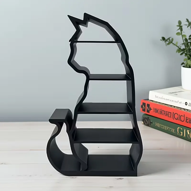 Dark Fantasy Cat Mini Display Shelf Scene Decoration Layered Figurine Storage Rack for Dollhouses