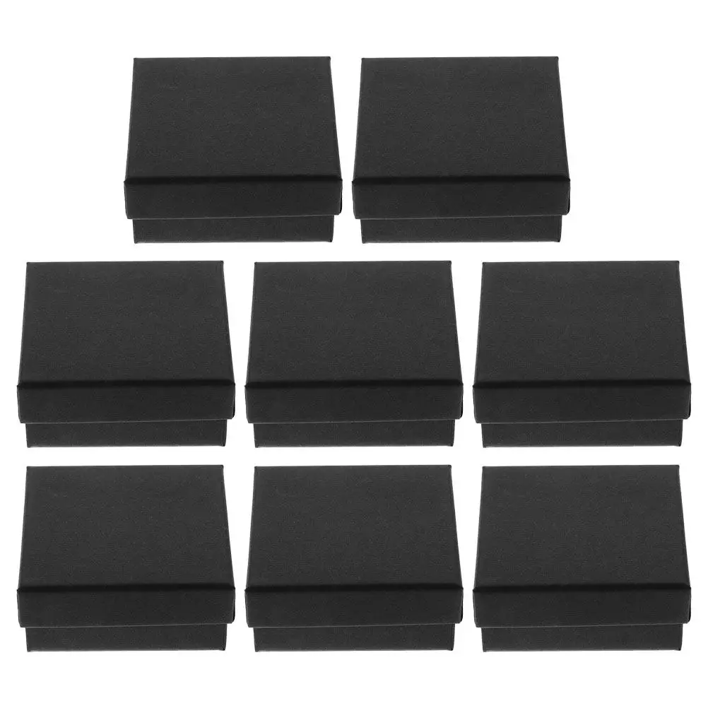 

8Pcs Jewelry Packaging Box Black Paperboard Sponge Insert Square Case for Necklaces Bracelets Pendants Storage Organizer