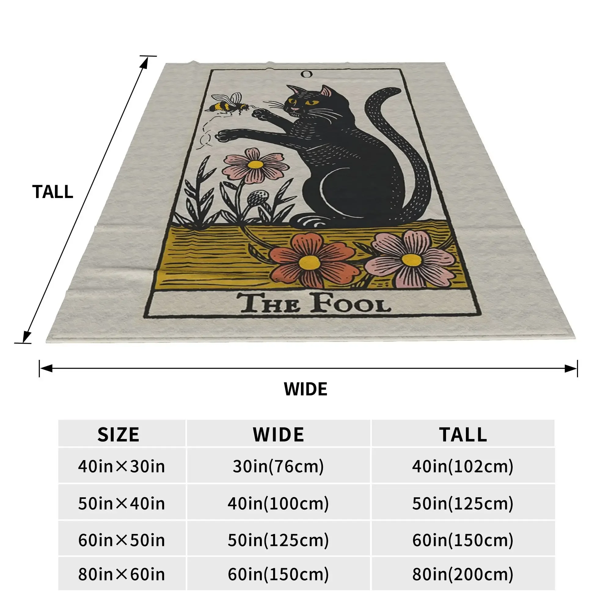 The Fool Vintage Cat Tarot Card Blankets Multi-function Fleece Throw Blanket for Couch Bedding Travel Throws Bedspread Quilt