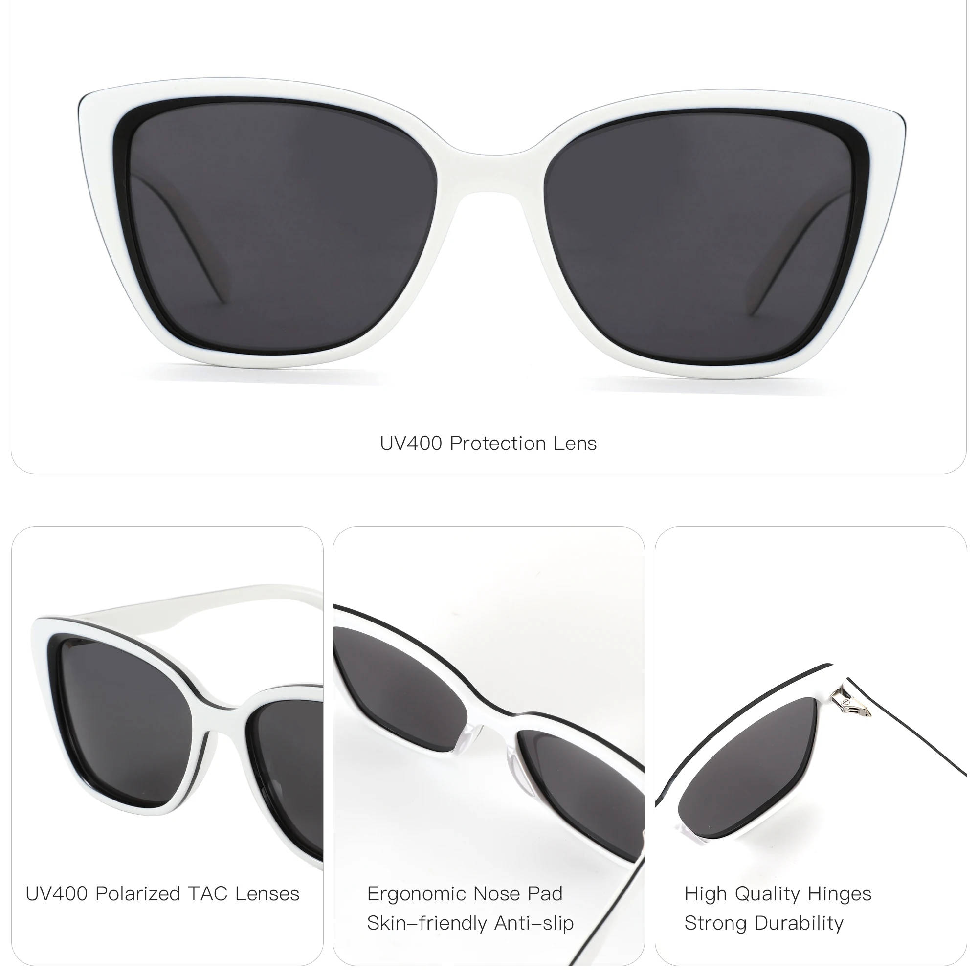 ZENOTTIC（S Size）Popular Womens Acetate Polarized Sunglasses Prescription UV400 Cat Eye Optical Sun Glasses