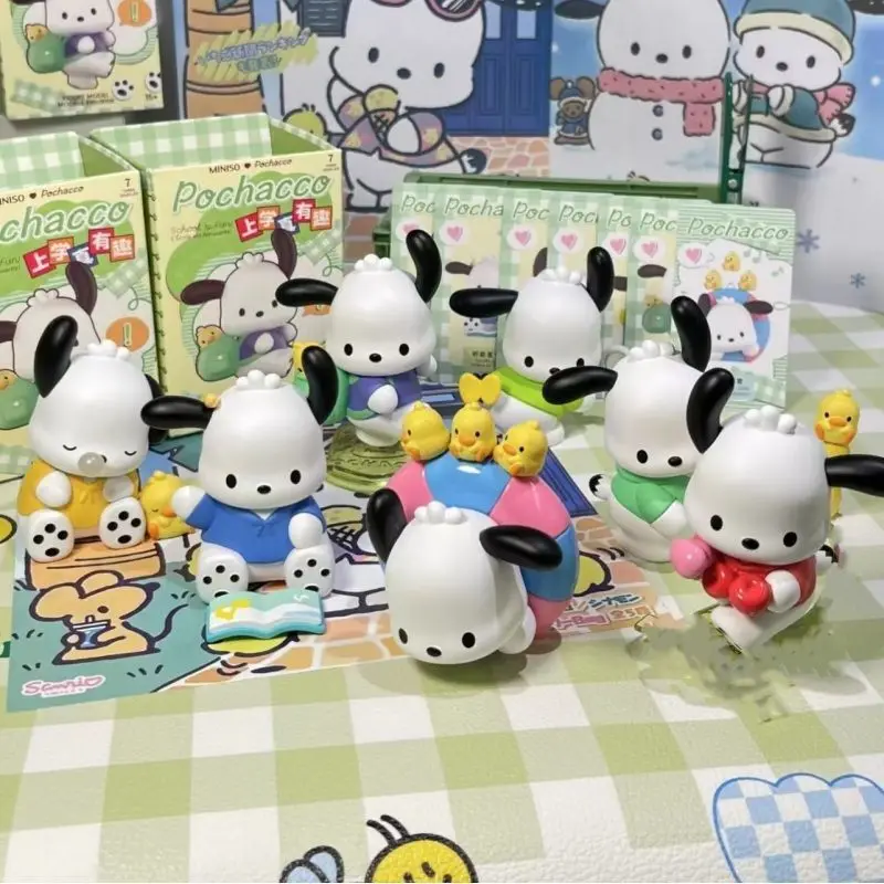 Super Cute Sanrio Pachacco School Figurine Table Decoration Ornaments Gifts Really Interesting Series Blind Box Trendy Play