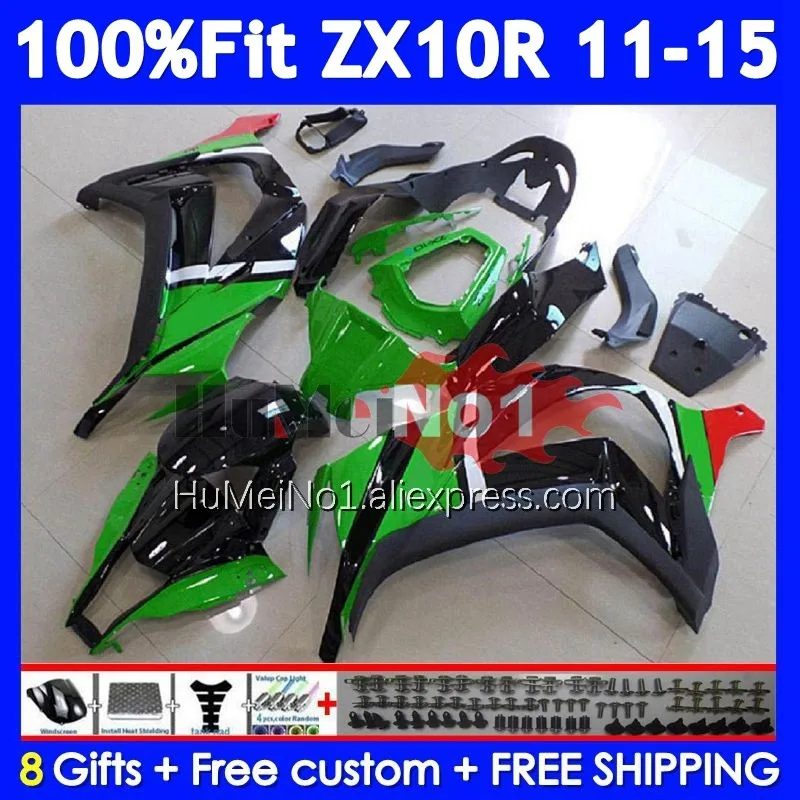 Injection For KAWASAKI NINJA ZX 1000 10R 10 R 219No.12 Stock green ZX10R 11 12 13 14 15 ZX-10R 2011 2012 2013 2014 2015 Fairing