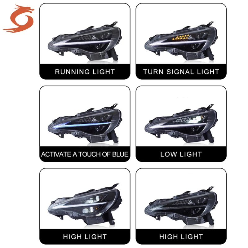 مجموعة مصابيح أمامية عالية الجودة مناسبة لتويوتا GT86 لسوبارو BRZ تعديل أضواء النهار المعدلة لين 12-21