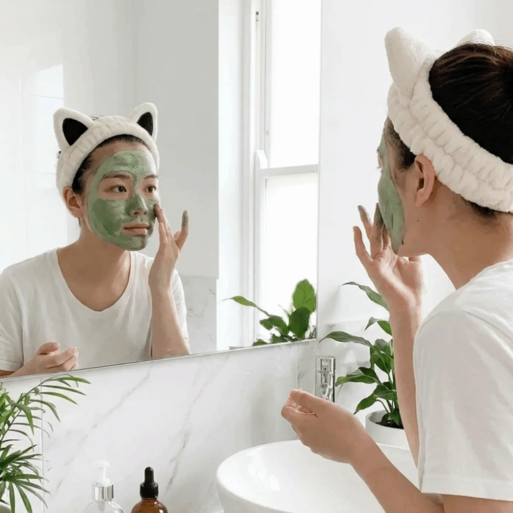 Cute Soft Furry Cat Ear Head Hoop 3D Polyester Cartoon Hairband Elastic Lightweight Headband Skincare