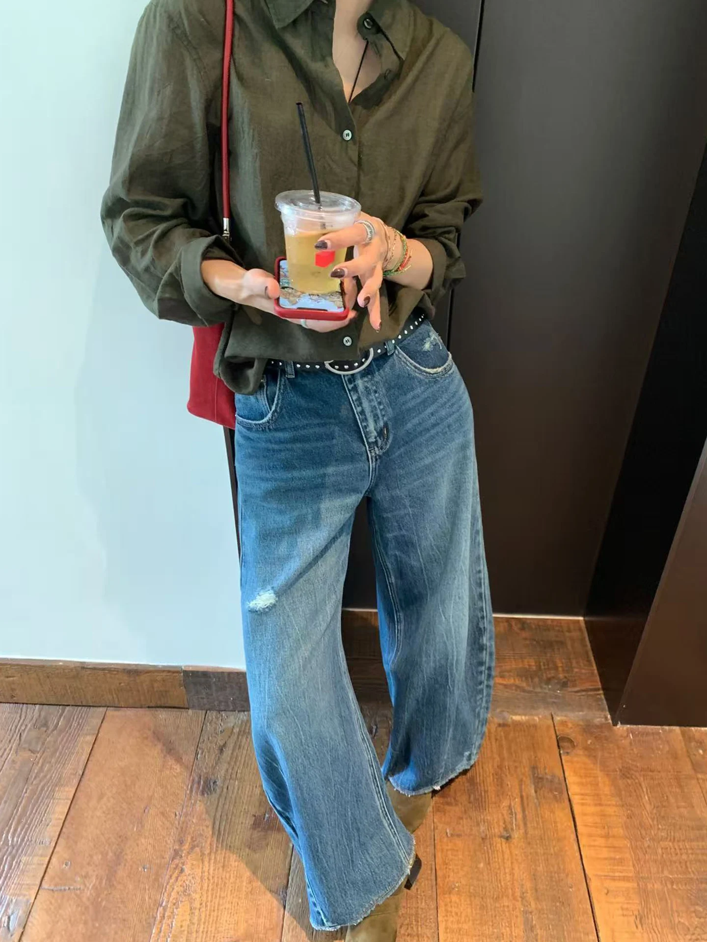 

Женская свободная рубашка из редкого материала Old Home Piled Cabbage и льна, с длинным рукавом, на пуговицах, повседневная, осенняя коллекция