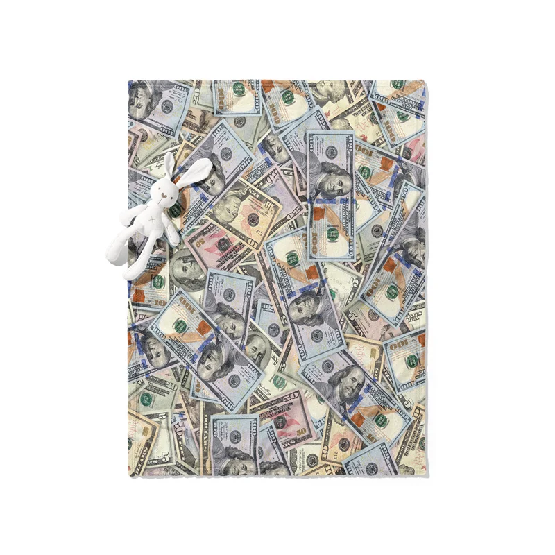 Gaslight Gatekeep Girlboss All US Dollar Bills Cash Money Throw Blanket for Women Men Girls Boys Kids Pets Dogs Cats Couch