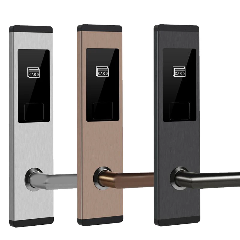 Sistema de cerradura de puerta de Hotel de aleación de Zinc, tarjeta Digital inteligente RFID, desbloqueo de llave, Software gratuito, cerradura de puerta de Hotel, tarjeta IC