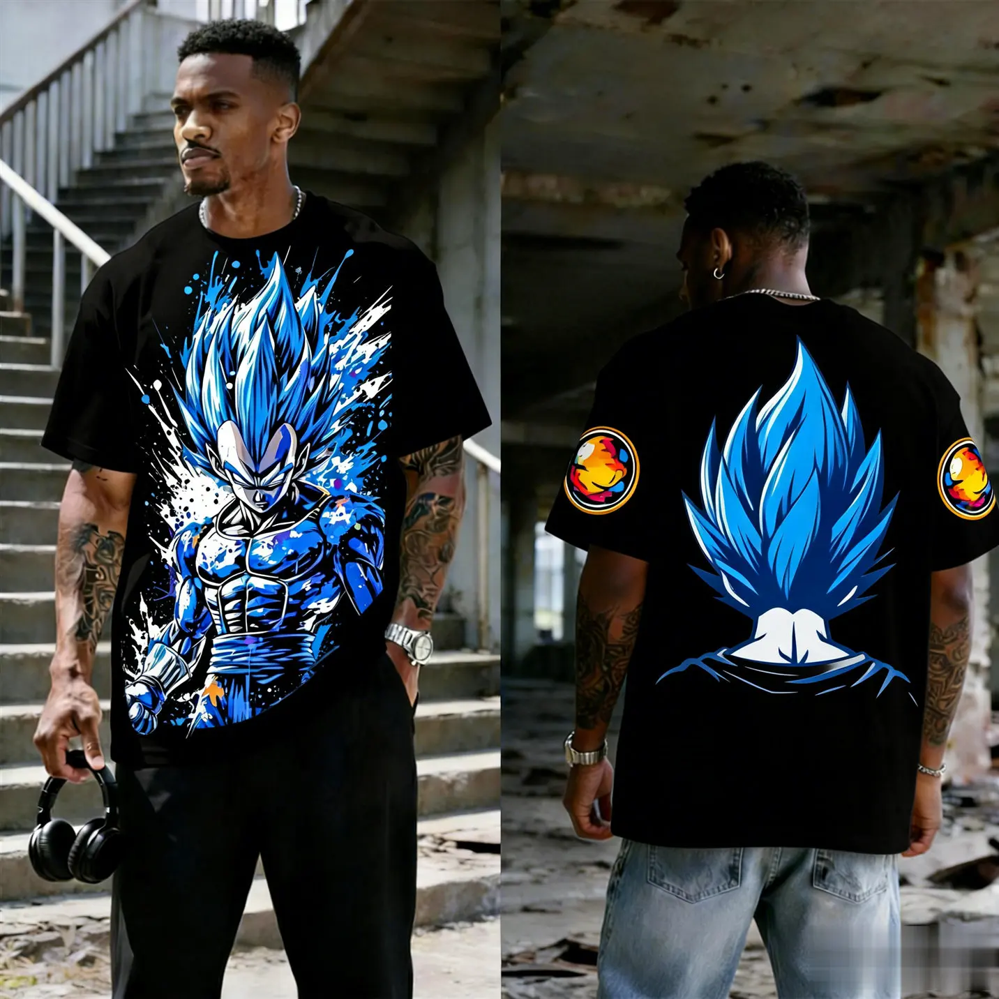 2026 Dragon Ball Vegeta Bedrucktes, trendiges, vielseitiges Kurzarm-T-Shirt im Y2k-Stil, Sommer-Herren-Freizeitoberteil, Eltern-Kind-Oberteil für Jungen