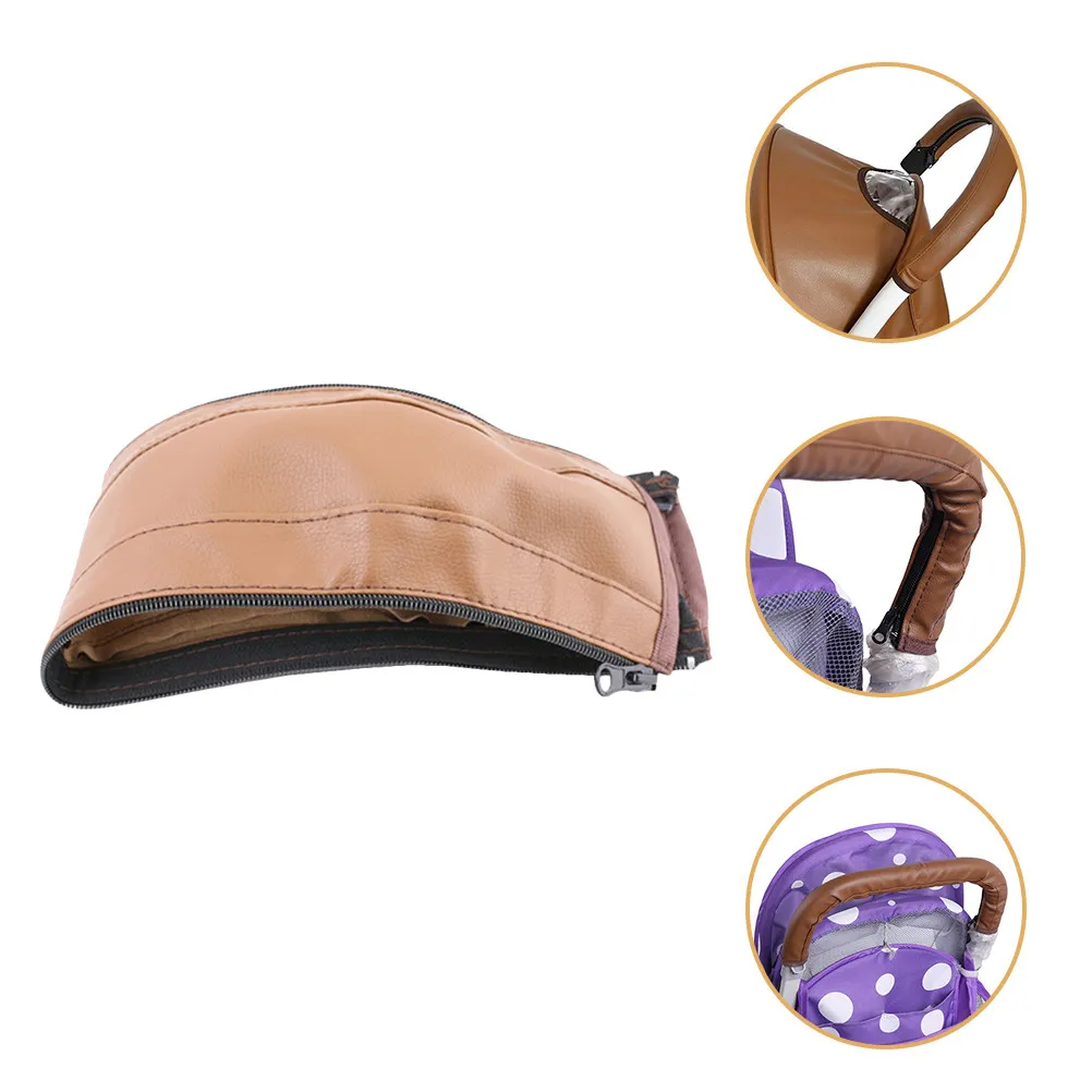 

Stroller Armrest Cover PU Durable Handle Sleeve Zipped Closure Baby Stroller Handlebar Protector Scratch Resistant
