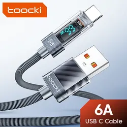 Toocki USB C타입 케이블, 화웨이 OPPO 디스플레이용 고속 충전 충전기, 데이터 코드, 샤오미 12 삼성 리얼미, 6A, 66W