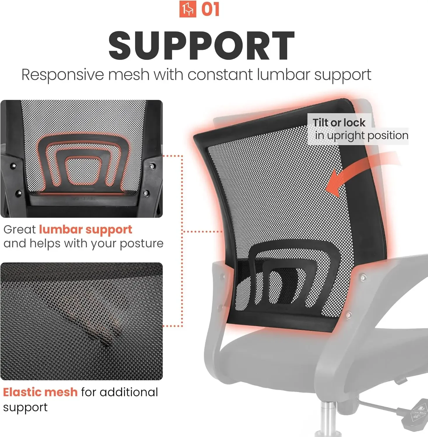 Ergonômico Mid-Back Almofada Cadeira de Escritório com Rodas, Mesa do Computador, Jogos, Apoio Lombar, Confortável