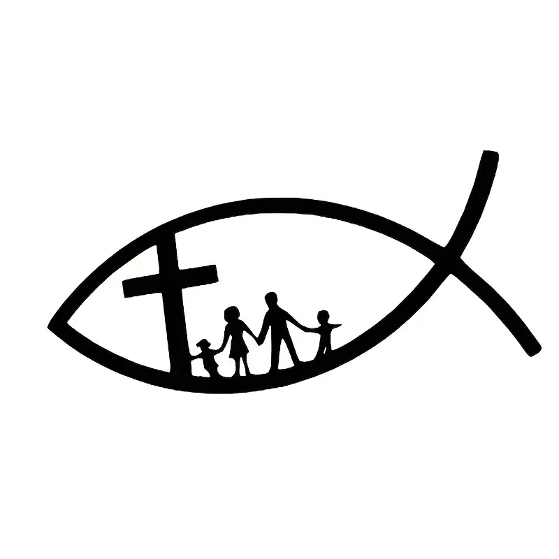 Car Sticker, Motorcycle PVC Decals Christian Fish Jesus Family Cross Church Decorative Stickers Creative Decor Accessories