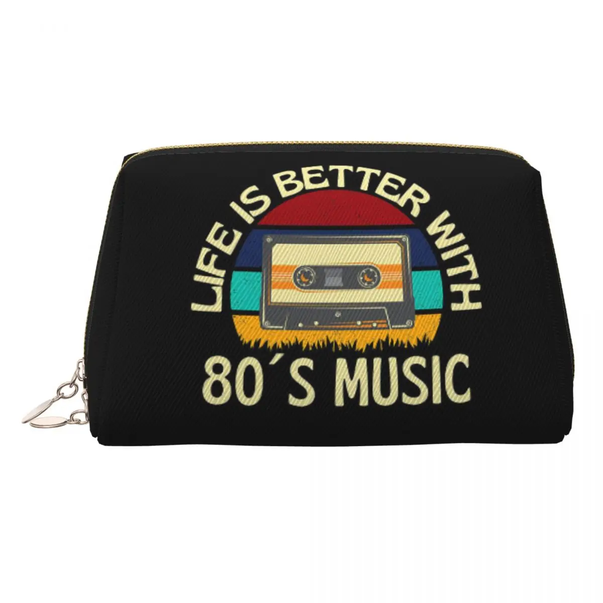 3D Cassette Music Tape Women Cosmetic Bags Travel Makeup Organizer Pouch Toiletry Storage Dopp Kit Case