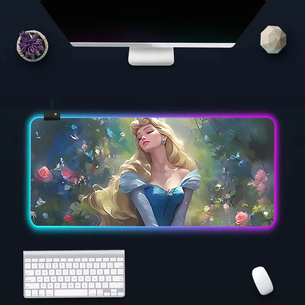 Aurora Princess RGB Pc Gamer Keyboard Mouse Pad Mousepad LED Glowing Mouse Mats Rubber Gaming Computer Mausepad