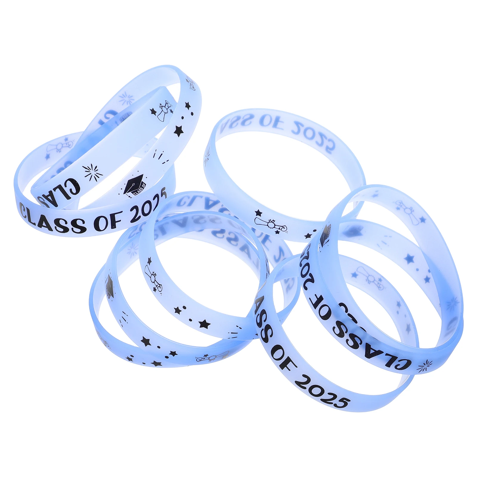 

10pcs Graduation Wristbands Class of 2025 Silicone Bracelets for Party Event School Supplies Adjustable Reusable Design