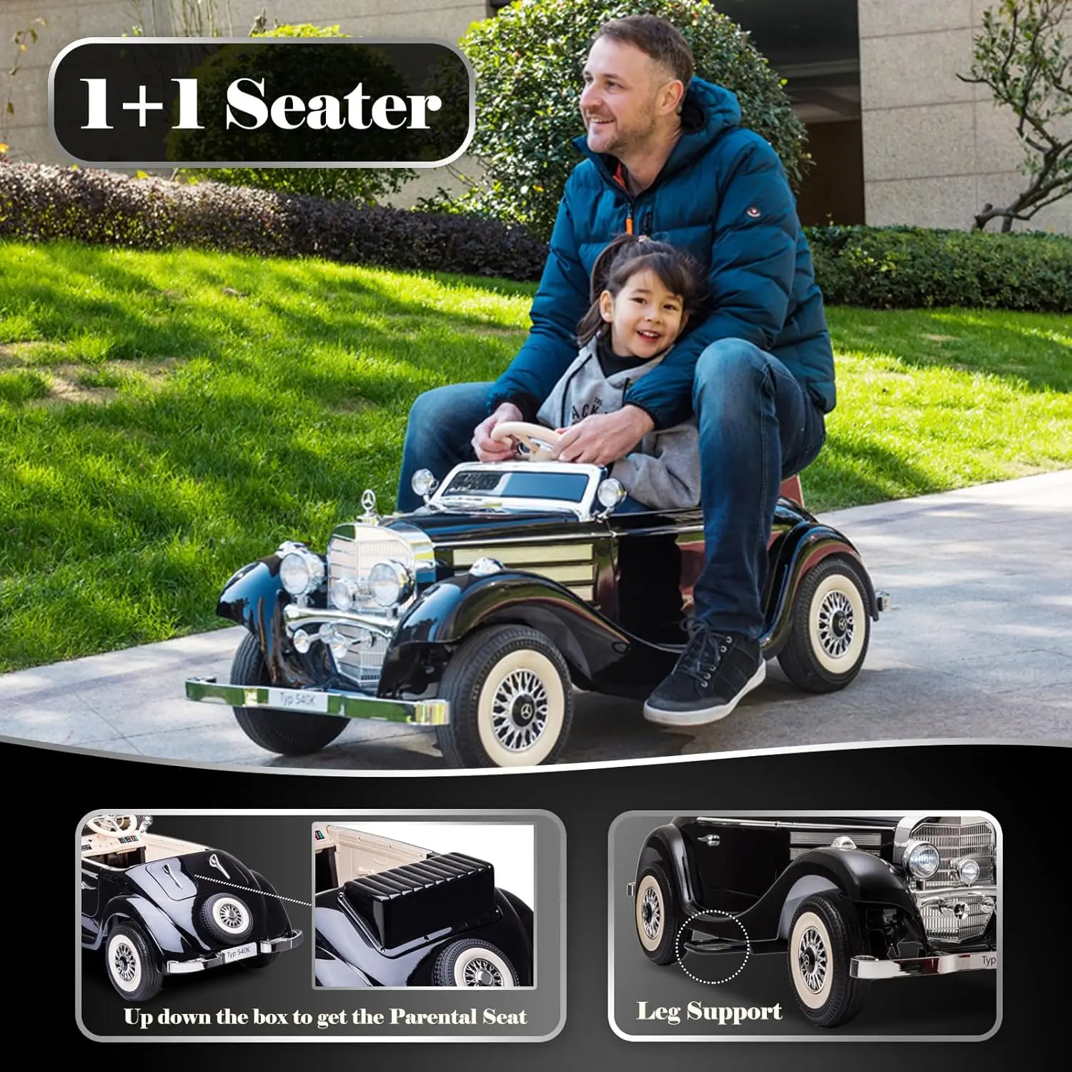 Samochód dla dzieci z pilotem zdalnego sterowania kompatybilny z Mercedes Benz 12V 14Ah Power Vehicles Wheels Parent-Child Max Load 220Ibs R