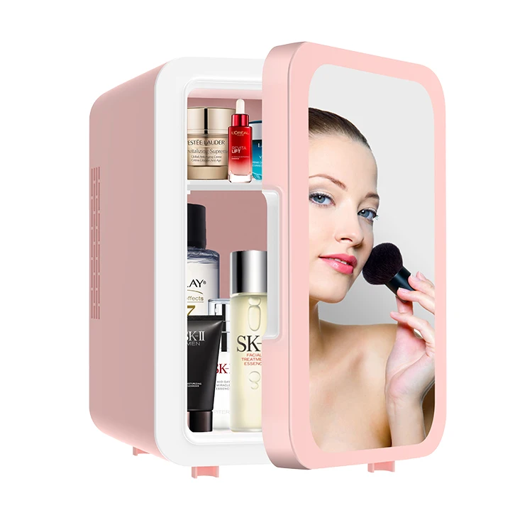 4L Home Use Electric Skincare Fridge For Cosmetic Portable Ac 100V-220V Dc 12V Mini Cosmetic Refrigerator With Mirror LED Light