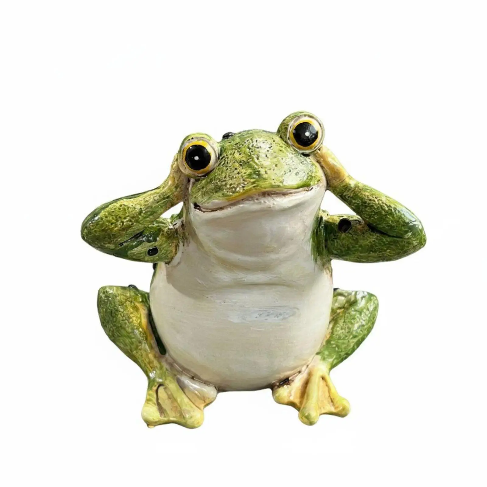 Funny Frog Sculpture Decorative Resin Figurine for Home Bookshelf Garden Pondside Patio Table Unique Creative Art Piece