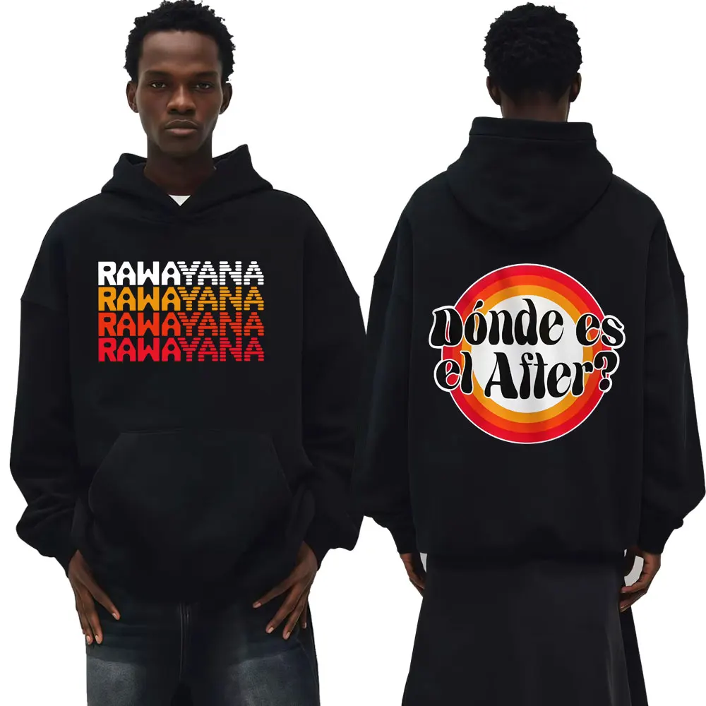 Sudadera con Capucha Rawayana Donde Es El After Album, Sudadera Informal de Forro Polar para Hombre y Mujer, Sudadera con Capucha de Manga Larga, Sudadera de Moda Vintage Hip Hop