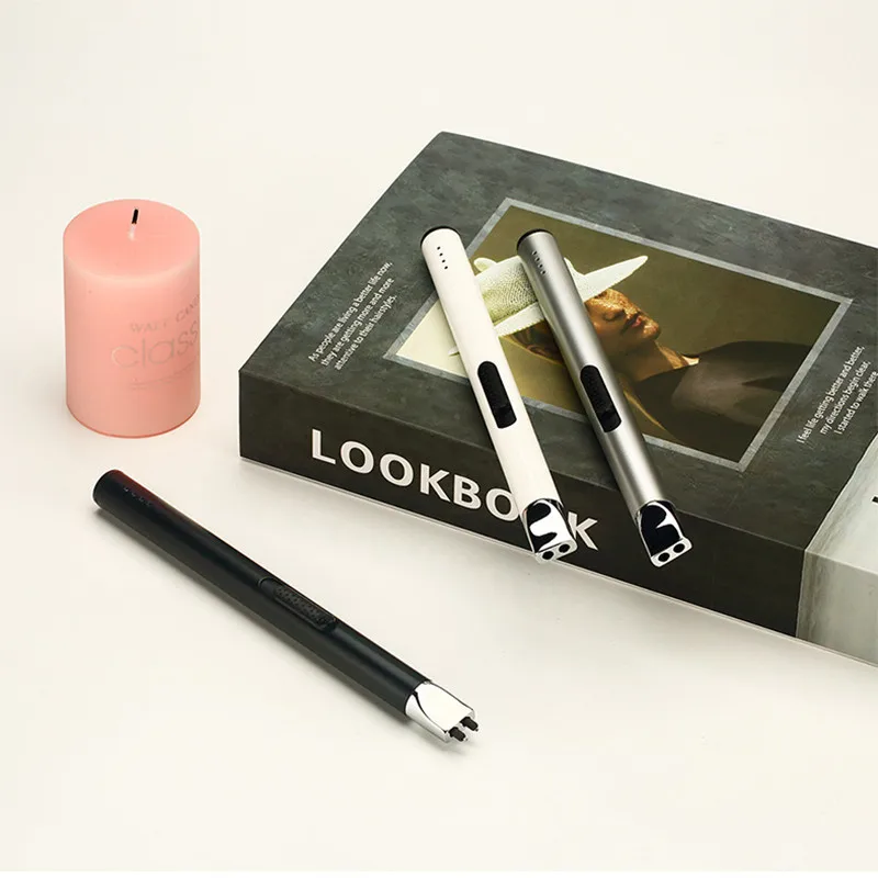 Mini encendedor de arco sin llama de pulso eléctrico, pantalla de energía, vela recargable por USB, cocina, estufa de Gas, pistola de encendido,