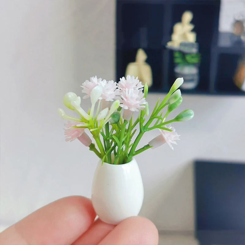 1Pc Dollhouse Bouquet Potted Plants Model Mini Simulation Micro Landscape Doll House Garden Flower Bonsai Decor Accessories