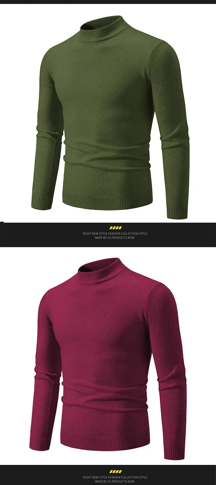 Herbst männer Hälfte Rollkragenpullover Einfarbig Grundlegenden Stil Casual Mode Strickwaren Slim Fit Hohe Elastische Männliche Warme Pullover – Detail 11