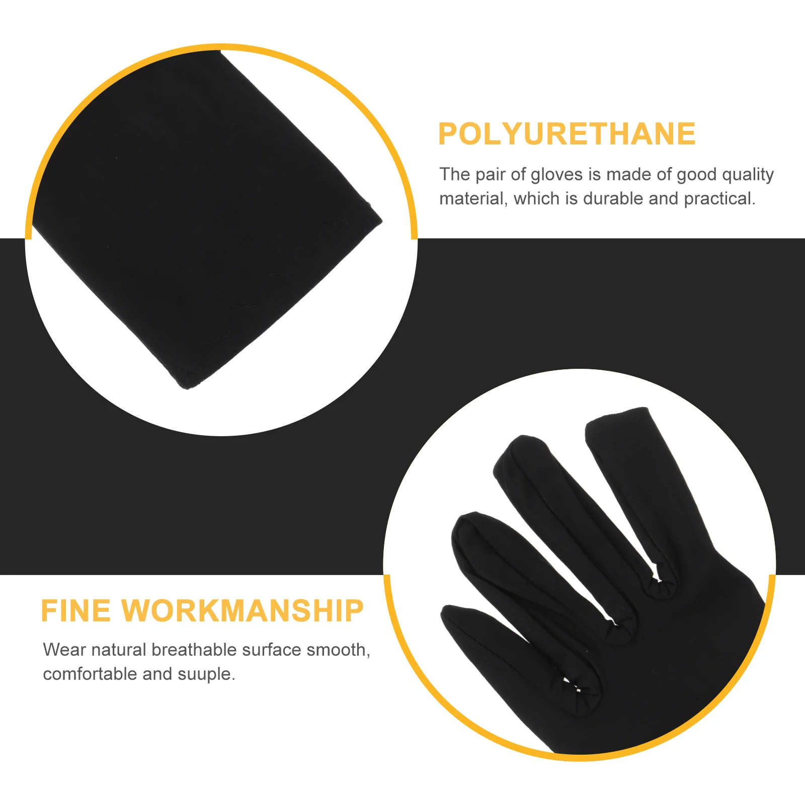 

2Pairs Durable Black Polyurethane Gloves Comfortable Breathable Lightweight Jewelry Store Coin Silver Inspection Gloves