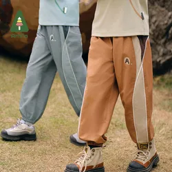 Amila Children’s Trousers 2024 Autumn New Girls Sports Outdoor Durable Contrast Color Simple Basic Versatile Loose Casual Pants