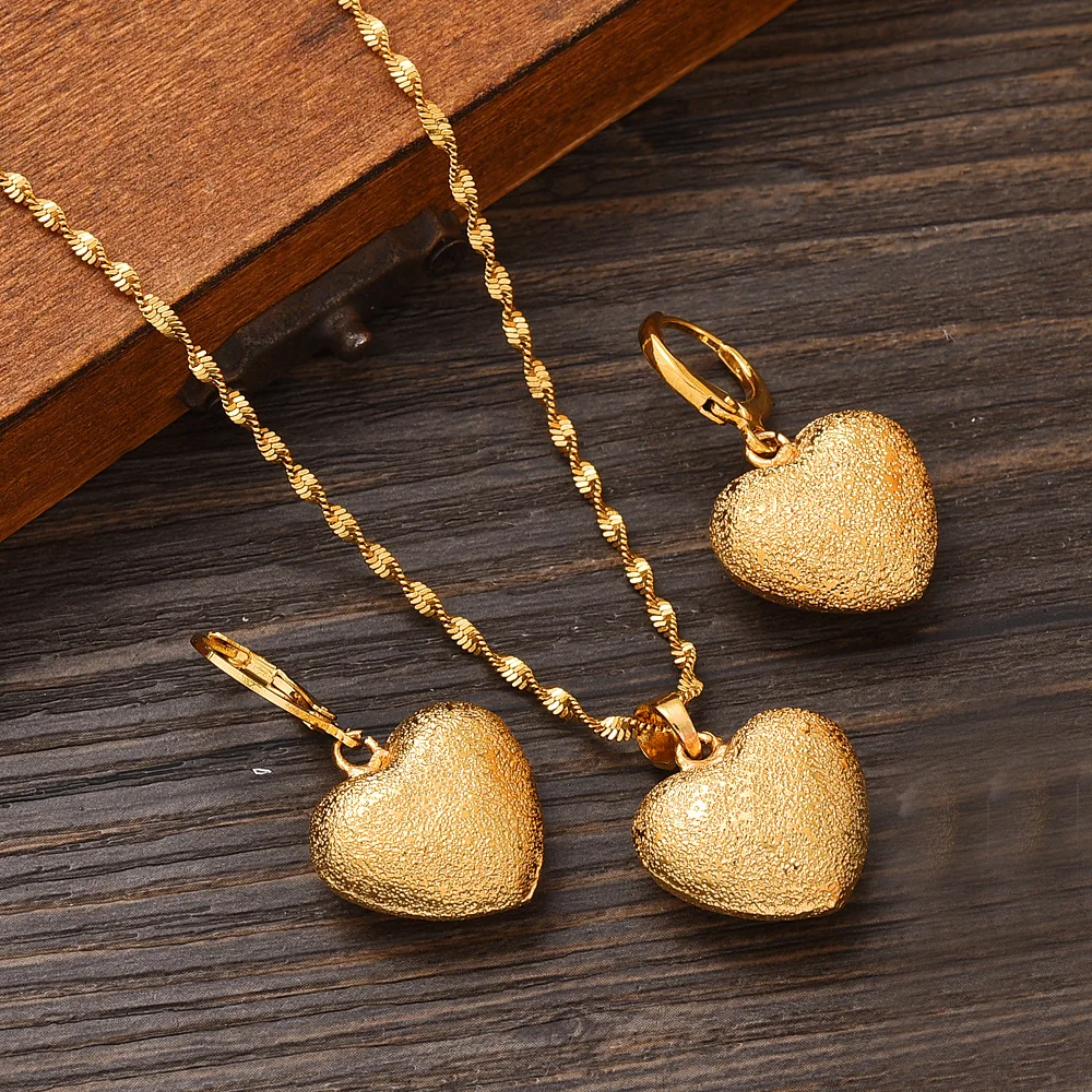 

24k Gold Cute Ball shape baby Ethiopian Africa Necklace Earrings Trendy women Men Jewelry Charm Pendant Lucky Jewelry Sets