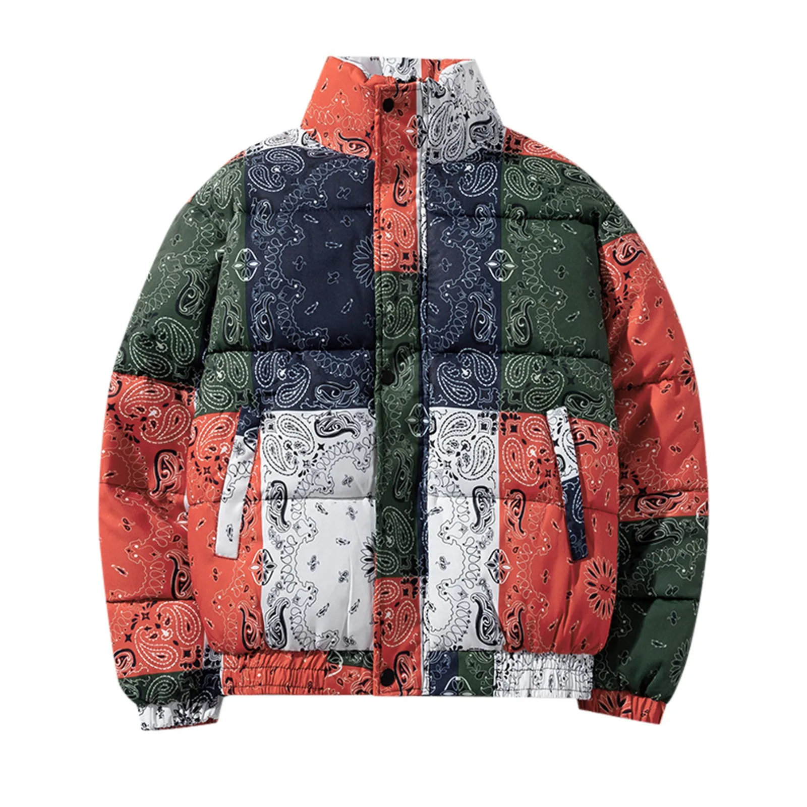 

Пальто, мужская зимняя мужская куртка-стойка, утолщенная хлопковая стеганая куртка с цветком кешью, молодежная модная повседневная уличная одежда с хлопковой подкладкой