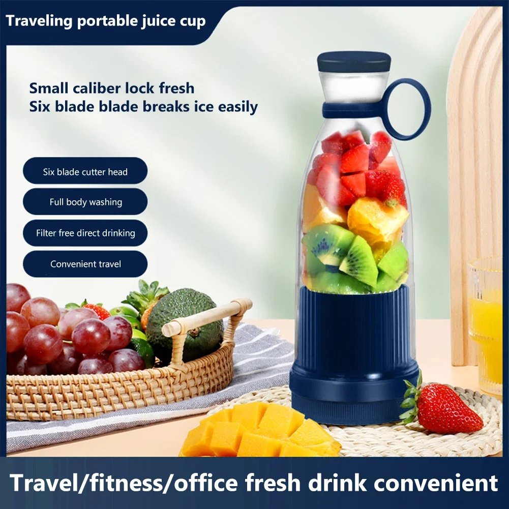 Portable Juicers Bottle with Six Blade Multifunctional Mini Electric Mixers USB Rechargeable Lightweight Travel Outdoor Supplies