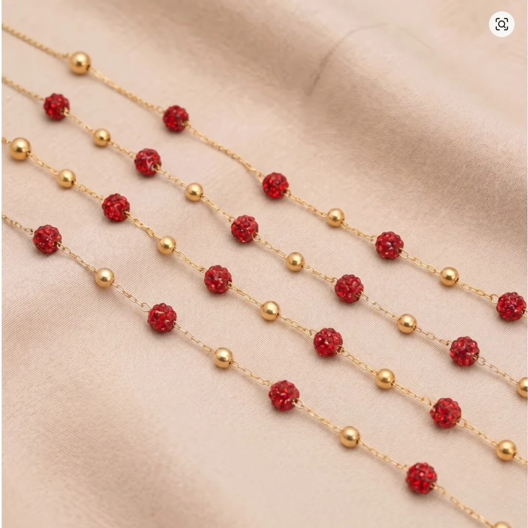 1 Meter Goldene Edelstahlkette mit 4,5mm Strassperlen für DIY Halsketten und Armbänder Schmuckherstellung – Detail 3