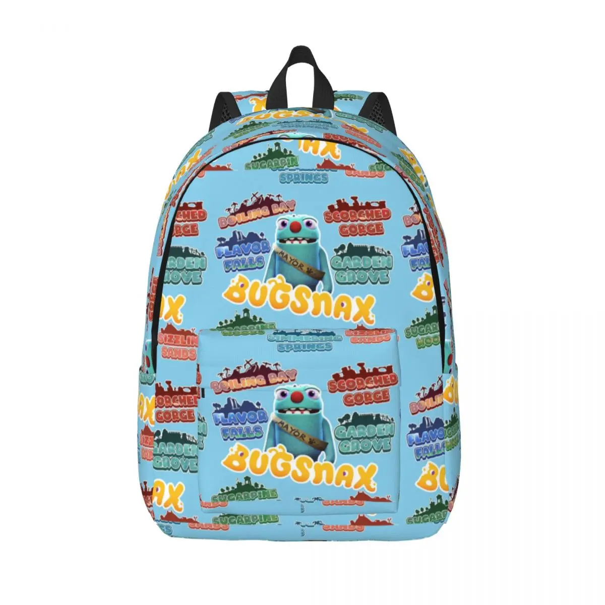 

Bugsnax Locations Fan Art Pack Black Kinda Bug Student Backpack School Bag Hiking Travel Daypack Bookbag Shoulder Bags