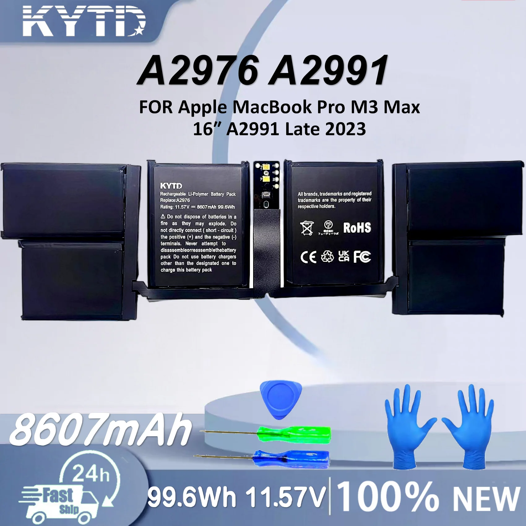 

KYTD A2976 A2991 11.57V 99.6Wh 8607mAh Laptop Battery For Apple MacBook Pro M3 Max 16″ A2991 Late 2023