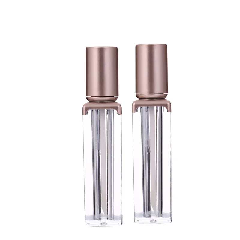 5ml Makeup Lip Honey Refillable Bottle Square Luxury Clear Cosmetic Container Round Rose Gold Lid Plastic Empty Lip Gloss Tubes