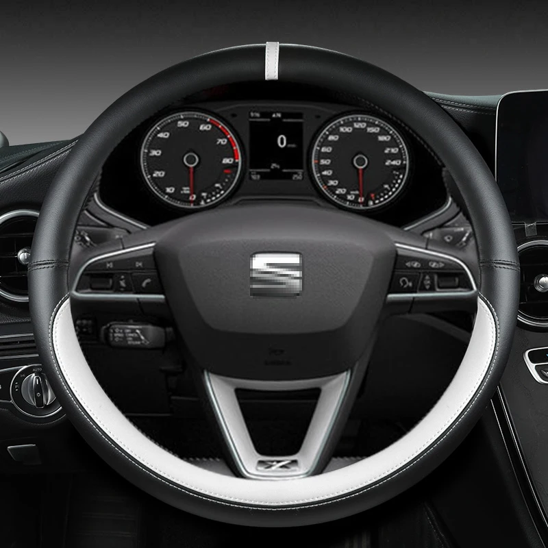 Microfiber Leather Car Steering Wheel Cover Non-Slip 38cm For Seat Tarraco Arona Ateca Ibiza Toledo Mii Leon Arosa Exeo ST FR - Image 4