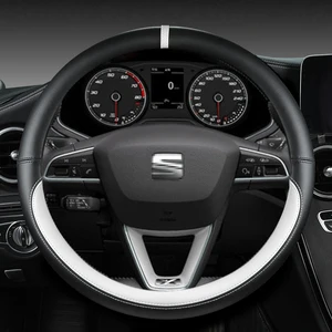Microfiber leather steering wheel coverage, tarraco seat, corona, ateca, ibiza, toledo, mii, leon, arosa, exo, st, fr, 38cm 10 Main Sales Steering Cover Seat Ibiza - №2