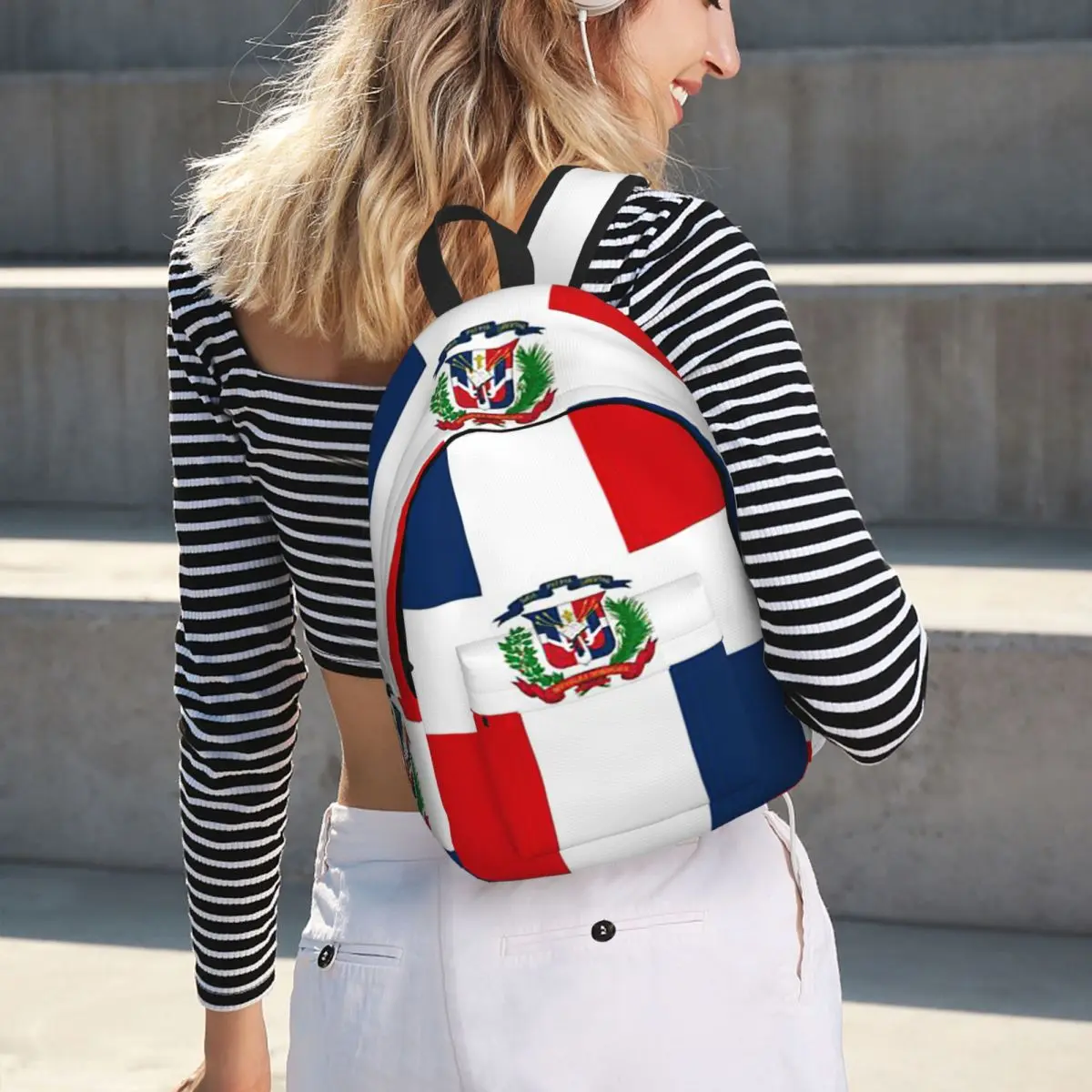 

Dominican Republic Flag Student Backpack School Bag Hiking Travel Daypack for Boys Girls Bookbag Shoulder Bags