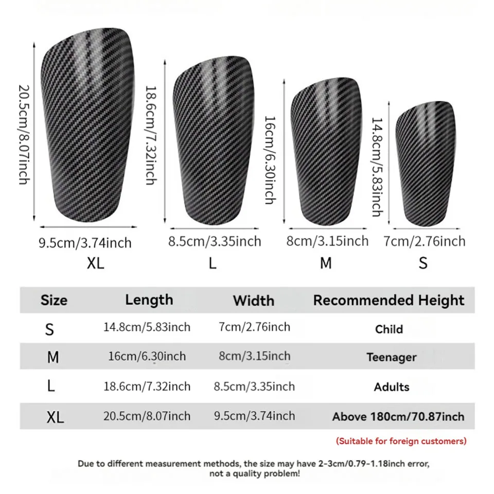 GOBYGO 1Pair Mini Carbon Patterned Soccer Leg Supports Thickened Foam Protective Kids Soccer Leg Safety Adult Soccer Shin Pads