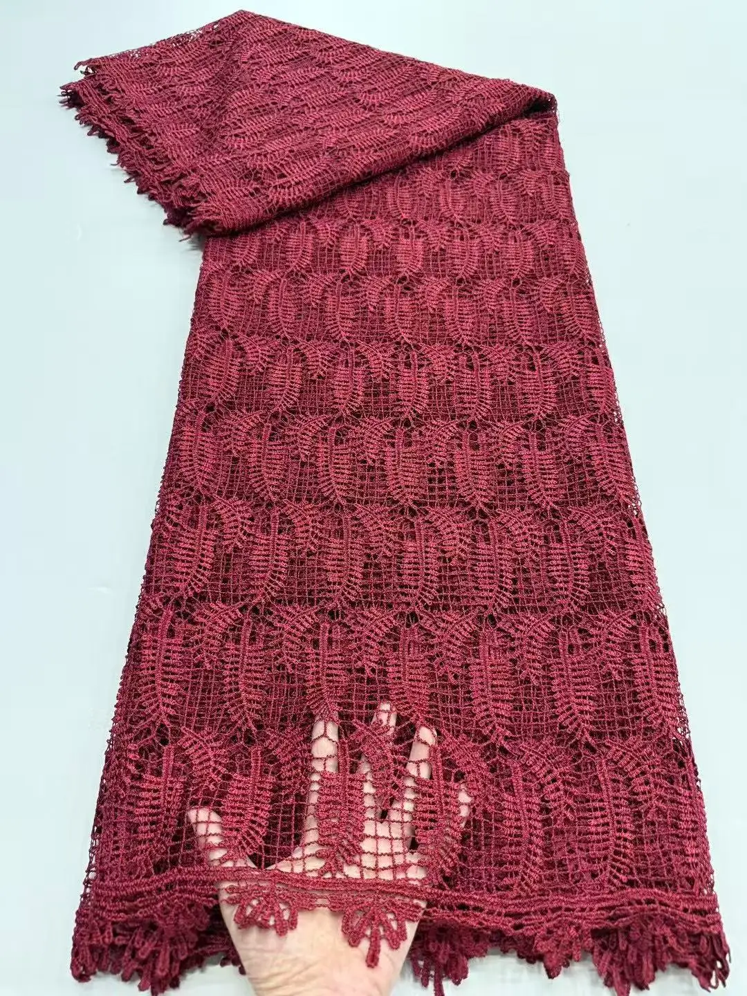 

2025 качественный африканский глянцевый шнур, гипюровая кружевная ткань, принадлежности для шитья ручной работы для платьев, вечеринки, 5 ярдов/лот, RL0626B